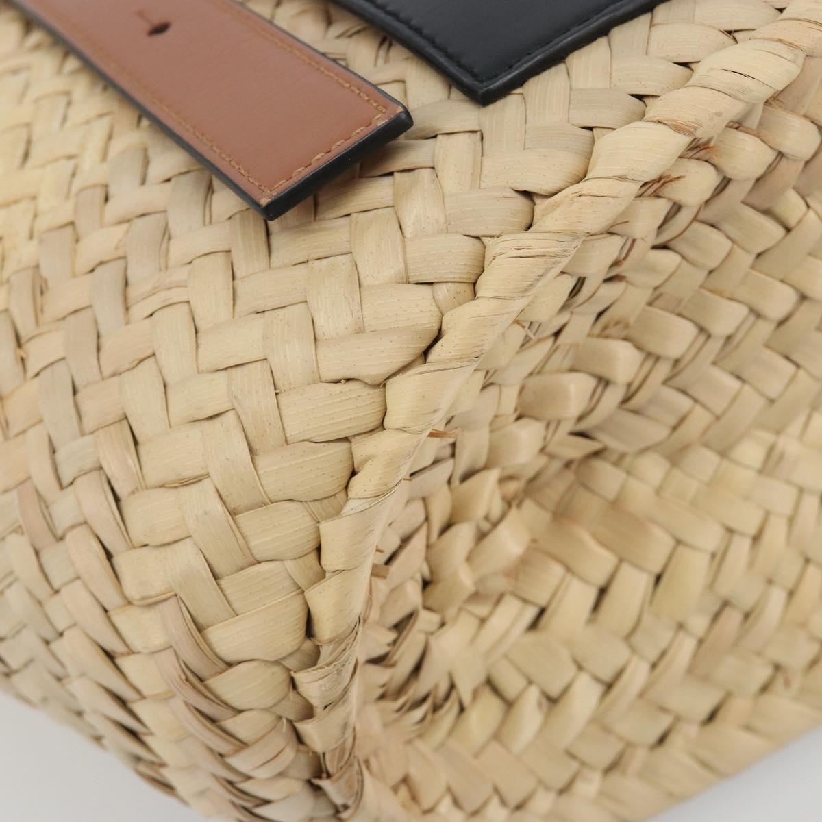 LOEWE Ghibli Soot Sprites Basket Small Bag Raffia Beige Silver Auth BA13934SM