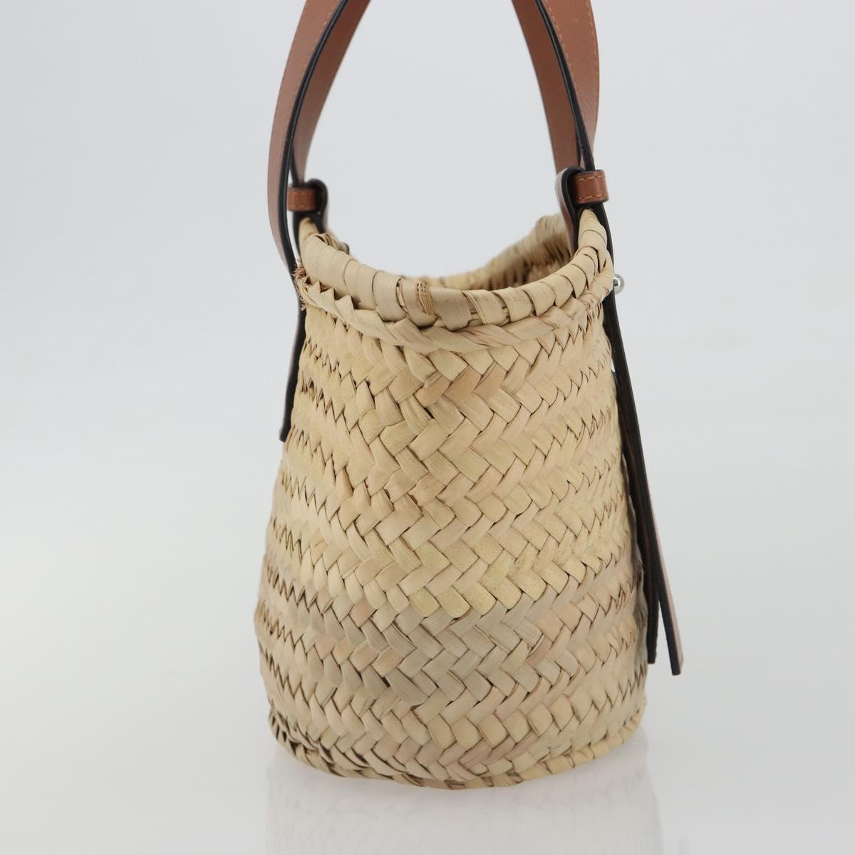 LOEWE Ghibli Soot Sprites Basket Small Bag Raffia Beige Silver Auth BA13934SM