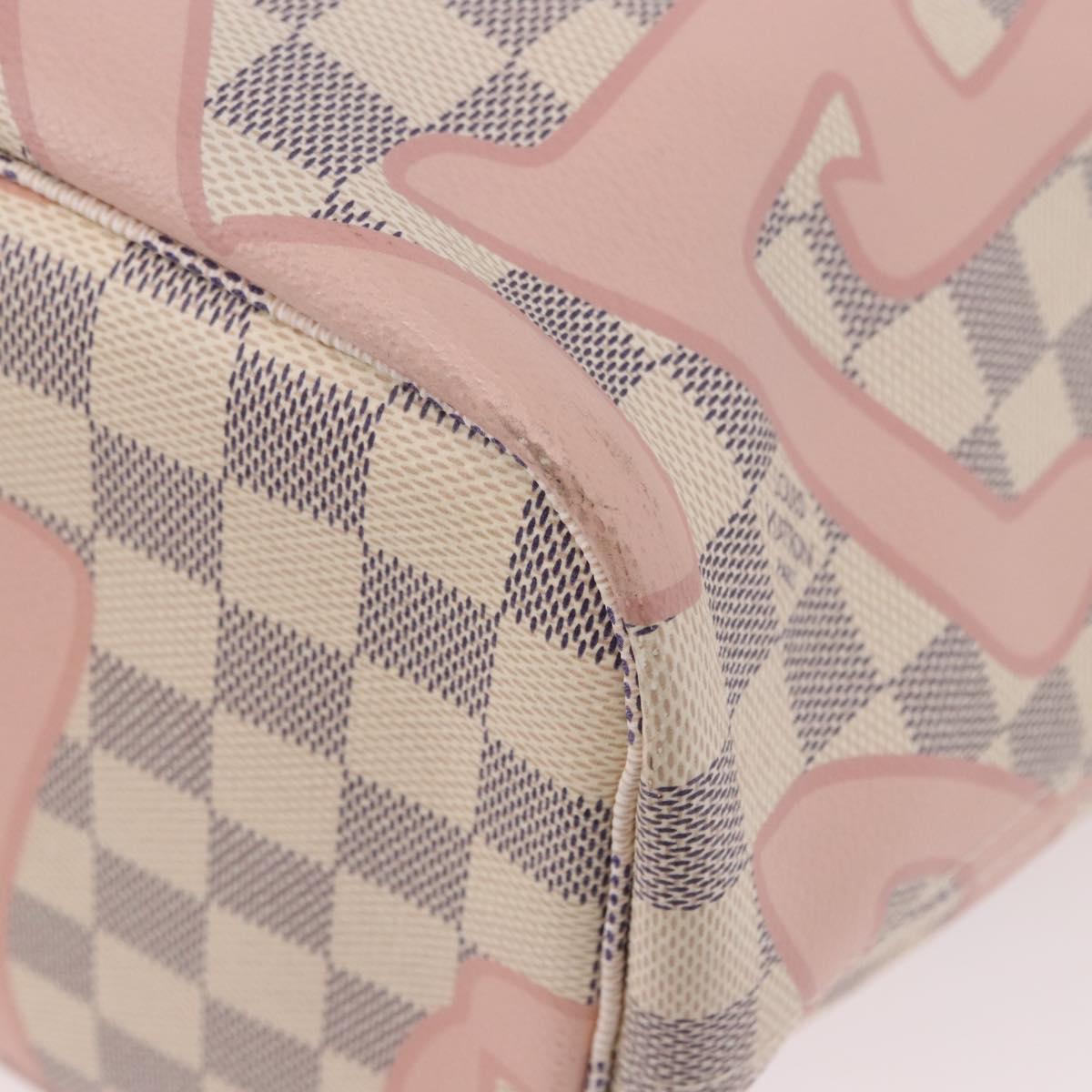 LOUIS VUITTON Damier Azur Tahiti Neverfull MM Rose N41050 LV Auth BA13936SAV