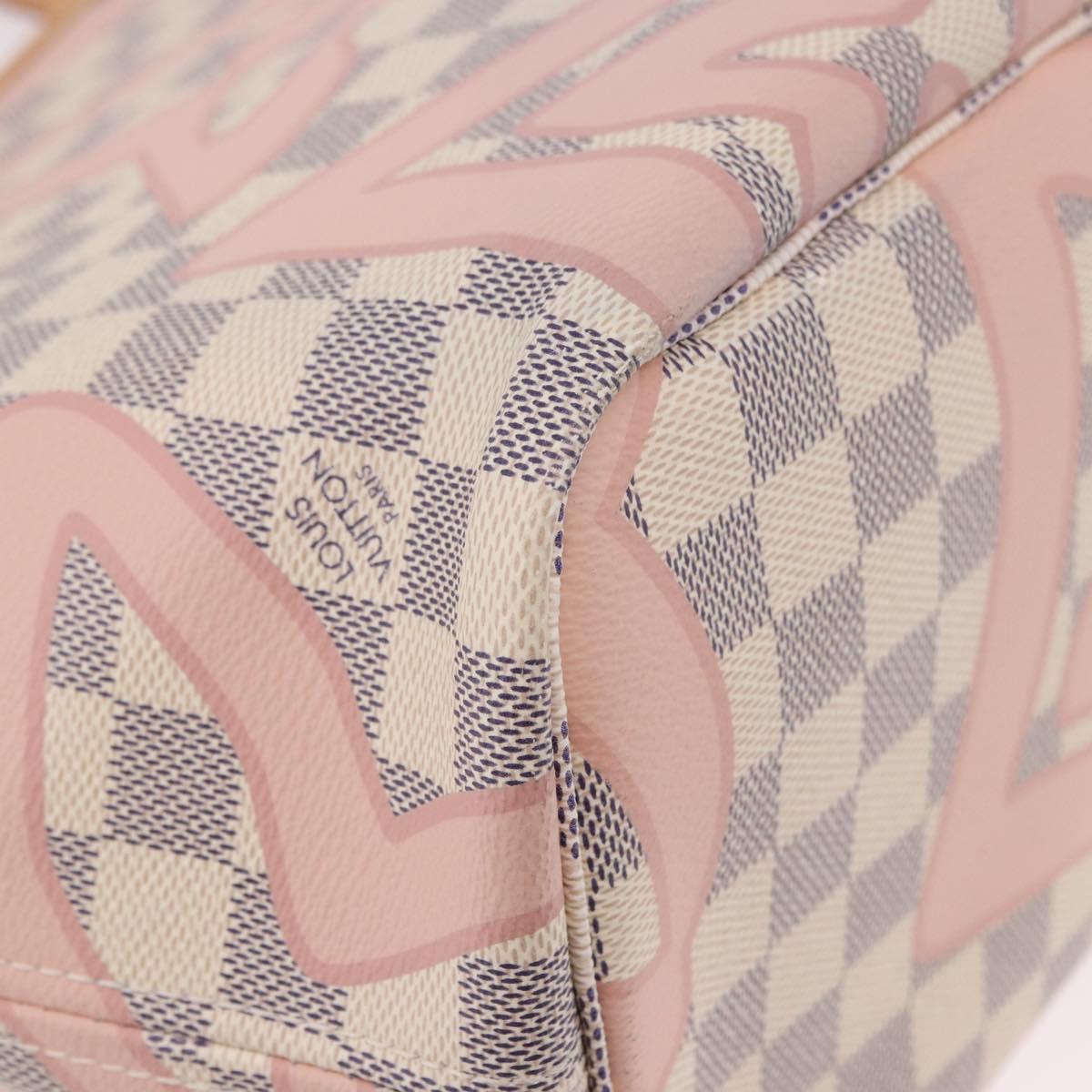 LOUIS VUITTON Damier Azur Tahiti Neverfull MM Rose N41050 LV Auth BA13936SAV