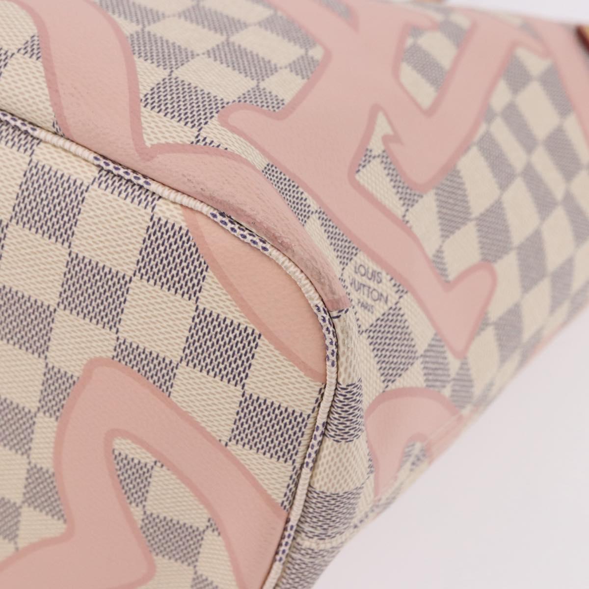 LOUIS VUITTON Damier Azur Tahiti Neverfull MM Rose N41050 LV Auth BA13936SAV