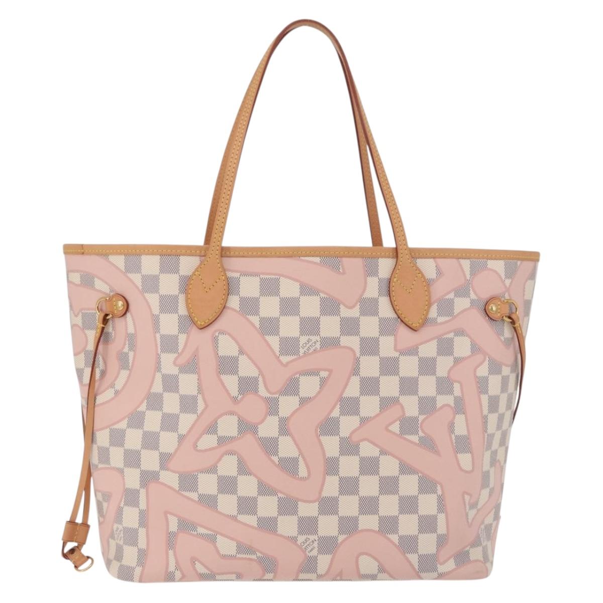 LOUIS VUITTON Damier Azur Tahiti Neverfull MM Rose N41050 LV Auth BA13936SAV