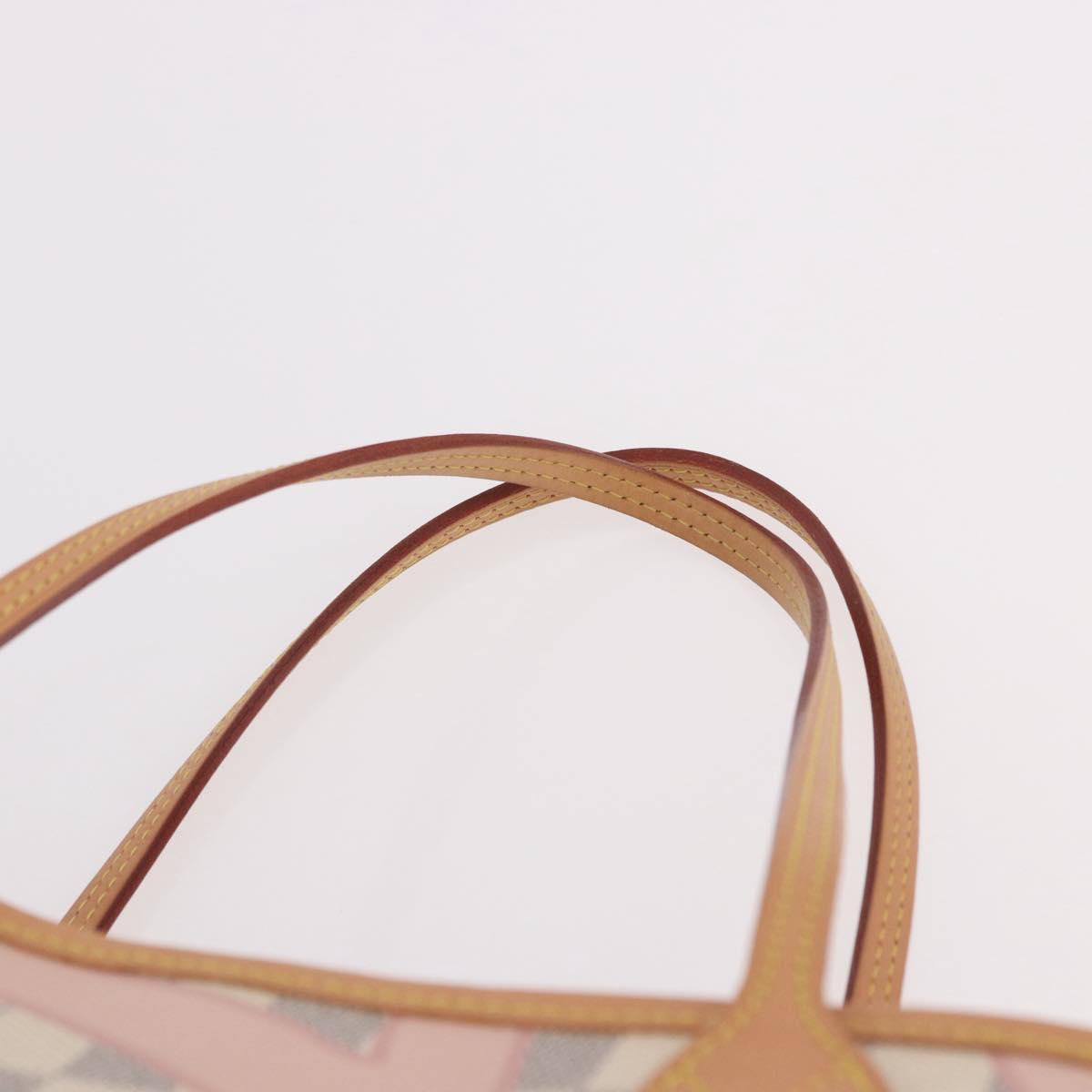 LOUIS VUITTON Damier Azur Tahiti Neverfull MM Rose N41050 LV Auth BA13936SAV