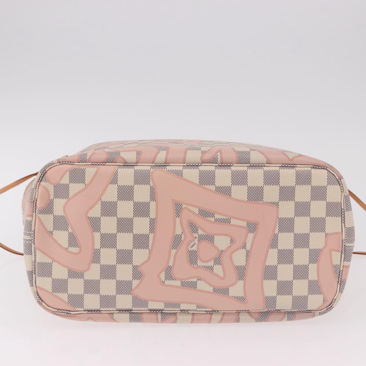 LOUIS VUITTON Damier Azur Tahiti Neverfull MM Rose N41050 LV Auth BA13936SAV