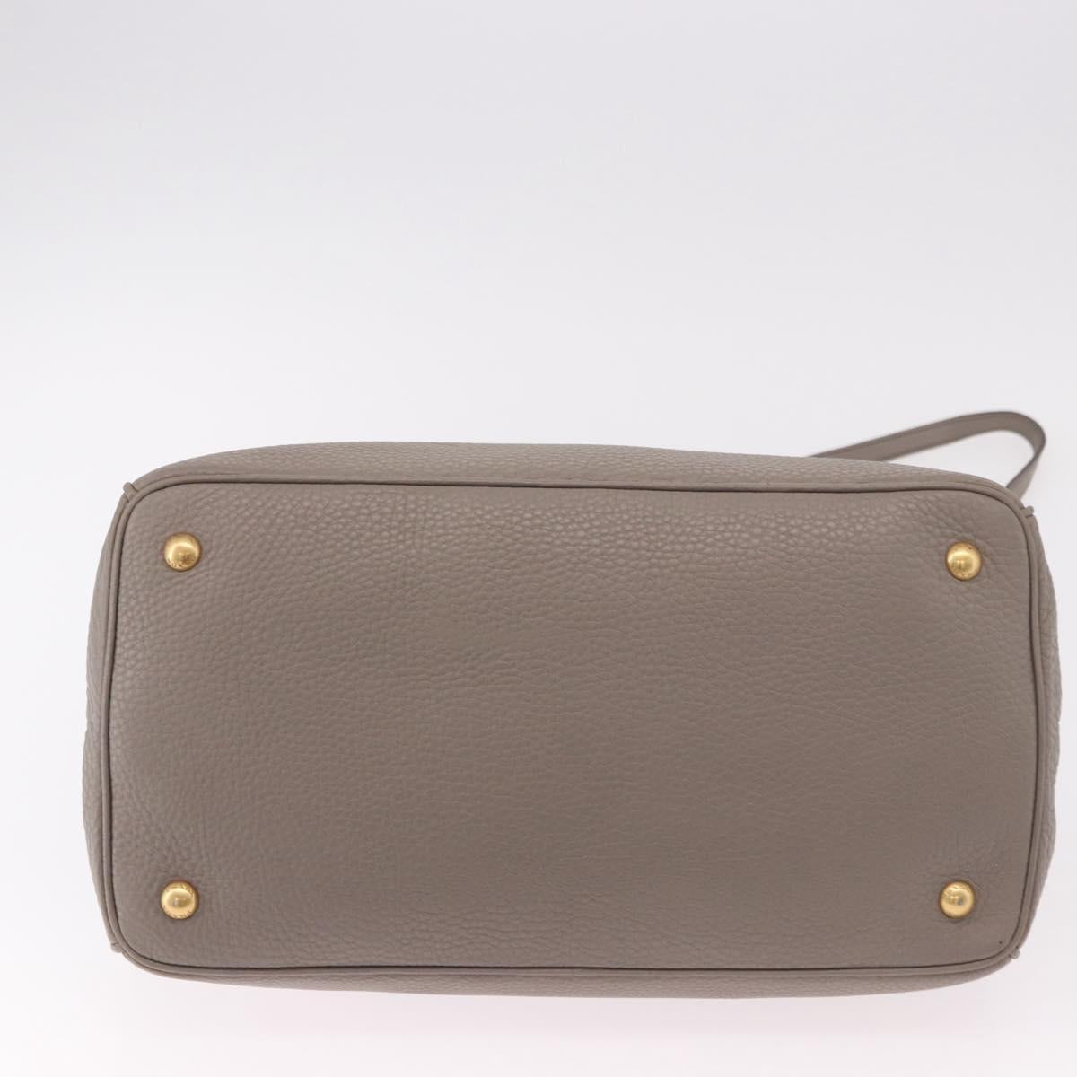 PRADA Vitterodino Hand Bag Leather 2way Gray Gold Auth BA13937V