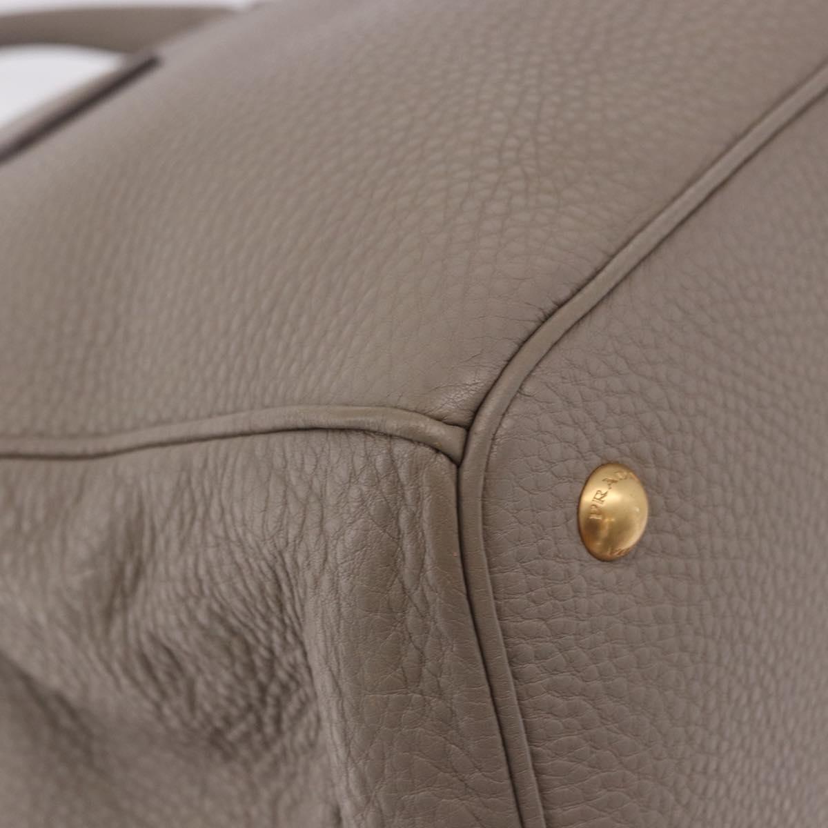 PRADA Vitterodino Hand Bag Leather 2way Gray Gold Auth BA13937V