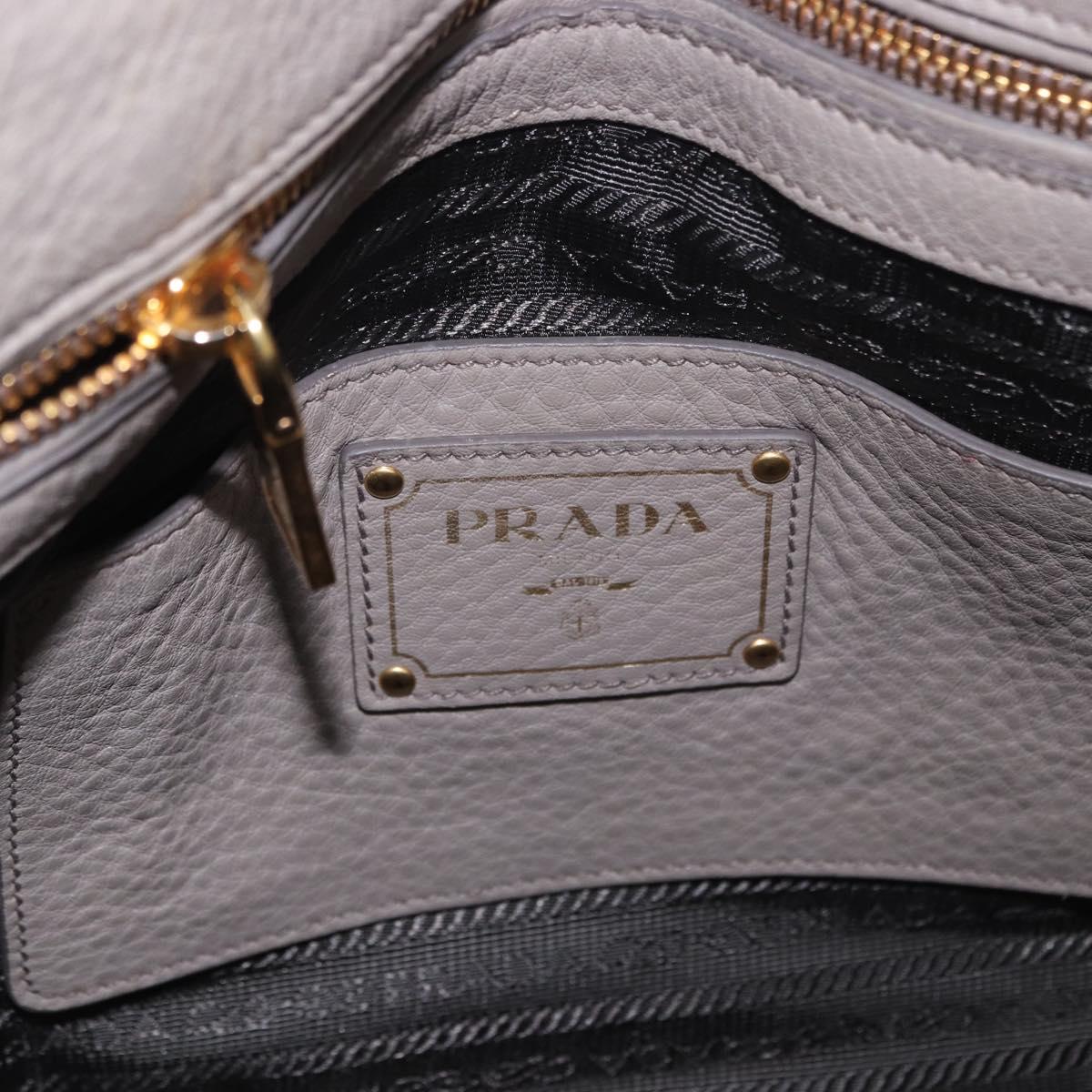 PRADA Vitterodino Hand Bag Leather 2way Gray Gold Auth BA13937V