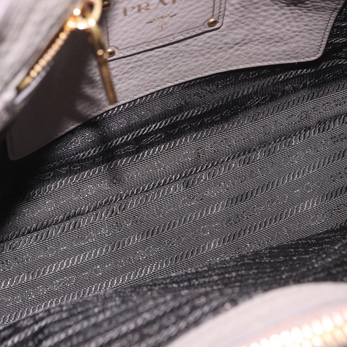 PRADA Vitterodino Hand Bag Leather 2way Gray Gold Auth BA13937V