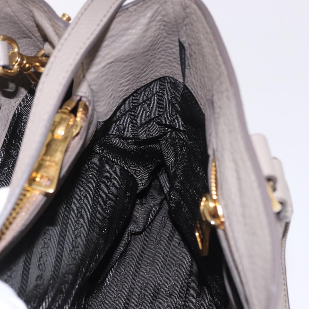 PRADA Vitterodino Hand Bag Leather 2way Gray Gold Auth BA13937V