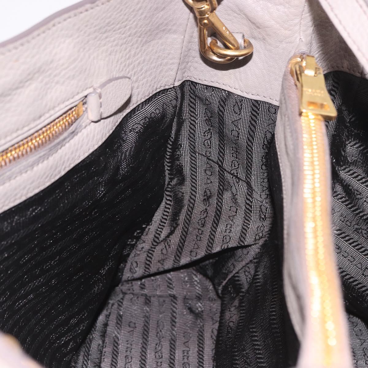 PRADA Vitterodino Hand Bag Leather 2way Gray Gold Auth BA13937V