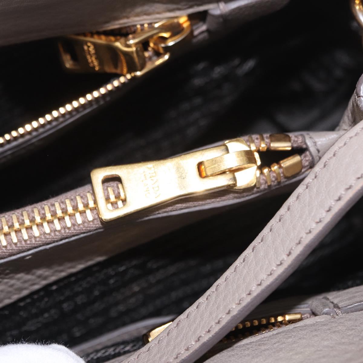 PRADA Vitterodino Hand Bag Leather 2way Gray Gold Auth BA13937V