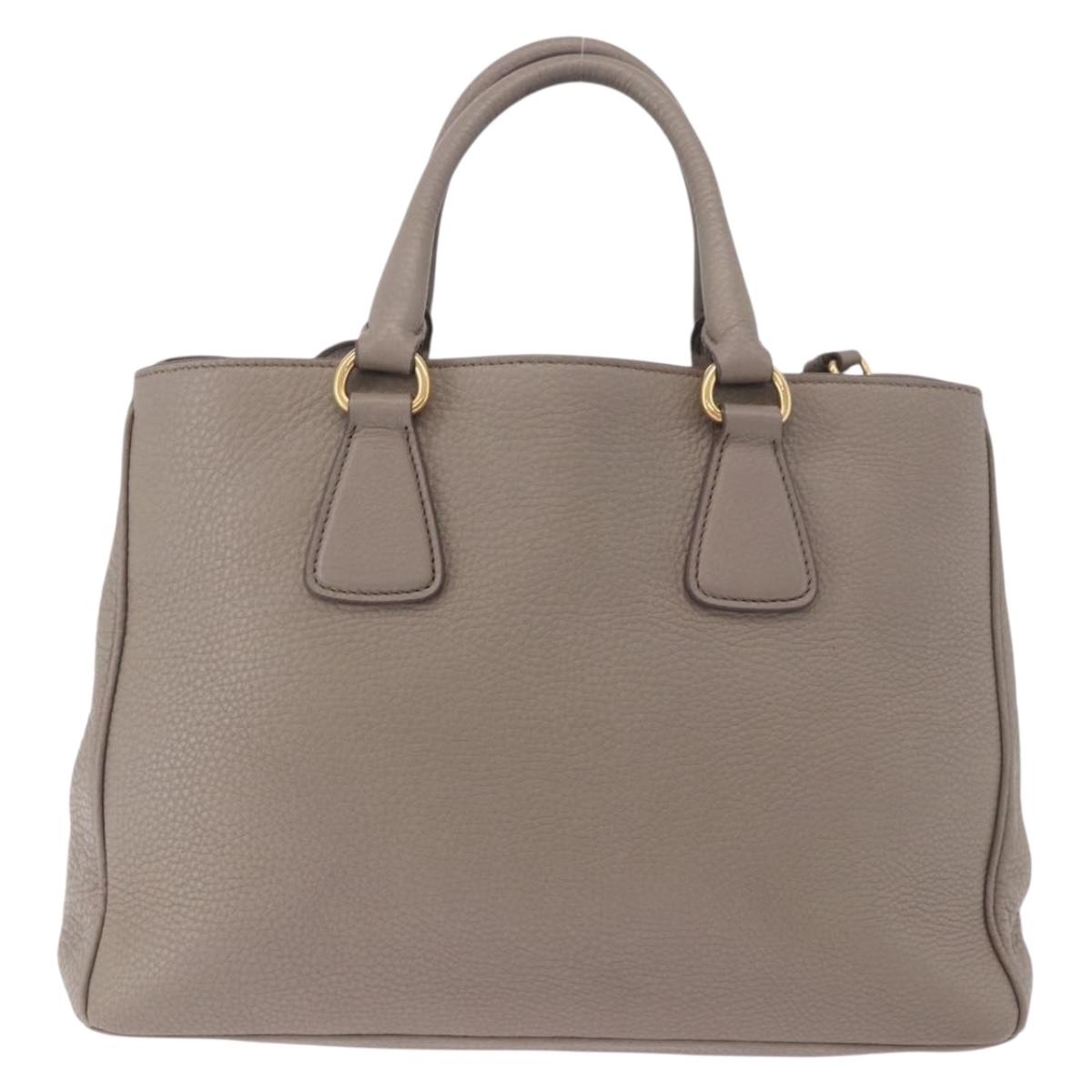 PRADA Vitterodino Hand Bag Leather 2way Gray Gold Auth BA13937V