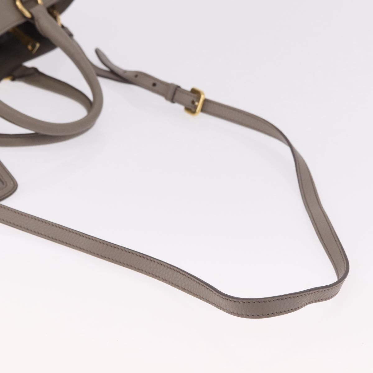PRADA Vitterodino Hand Bag Leather 2way Gray Gold Auth BA13937V