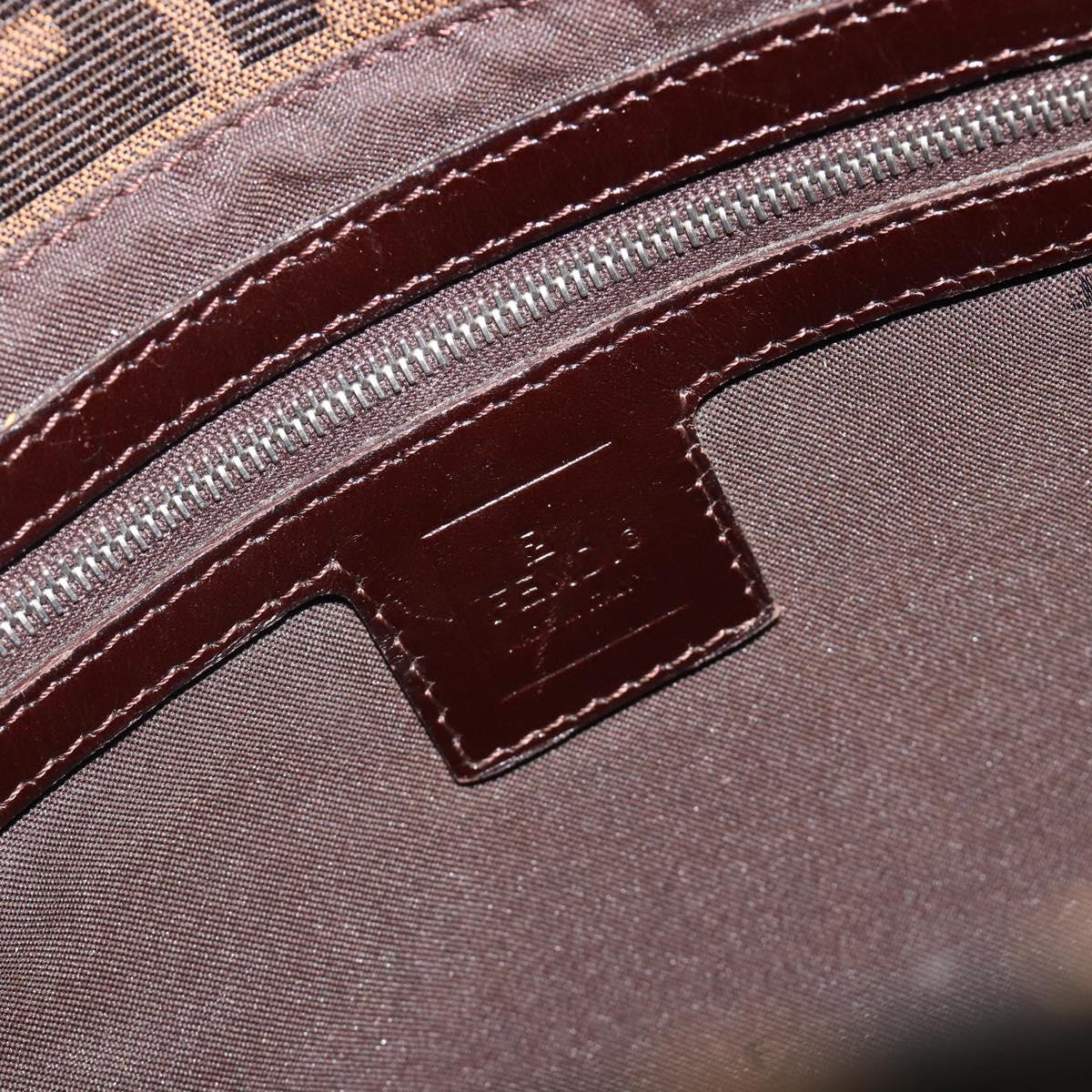 FENDI Zucca Canvas Mamma Baguette Shoulder Bag Brown Silver Auth BA13938V