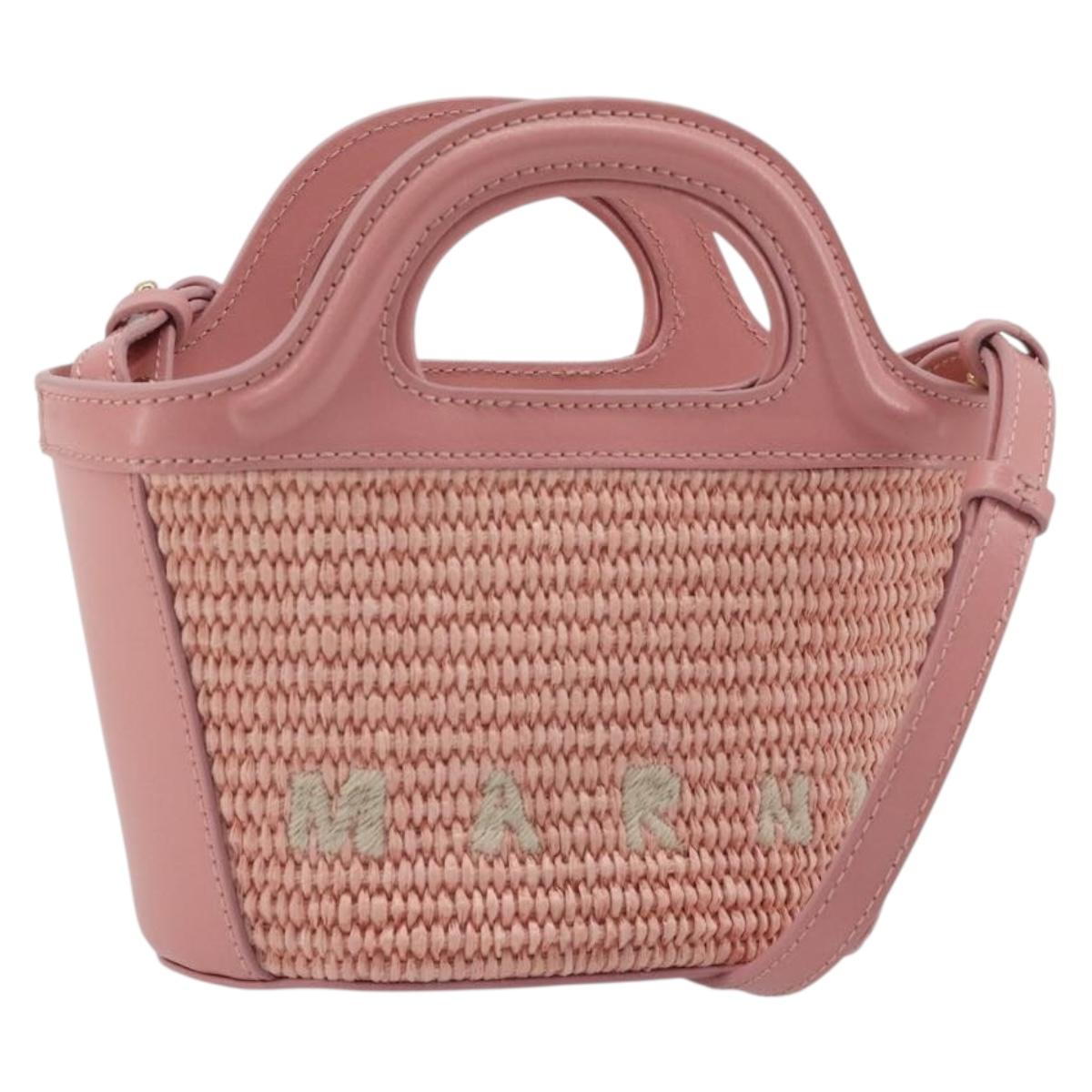 MARNI Tropicaria Micro Shoulder Bag Raffia 2way Pink Auth BA13939A