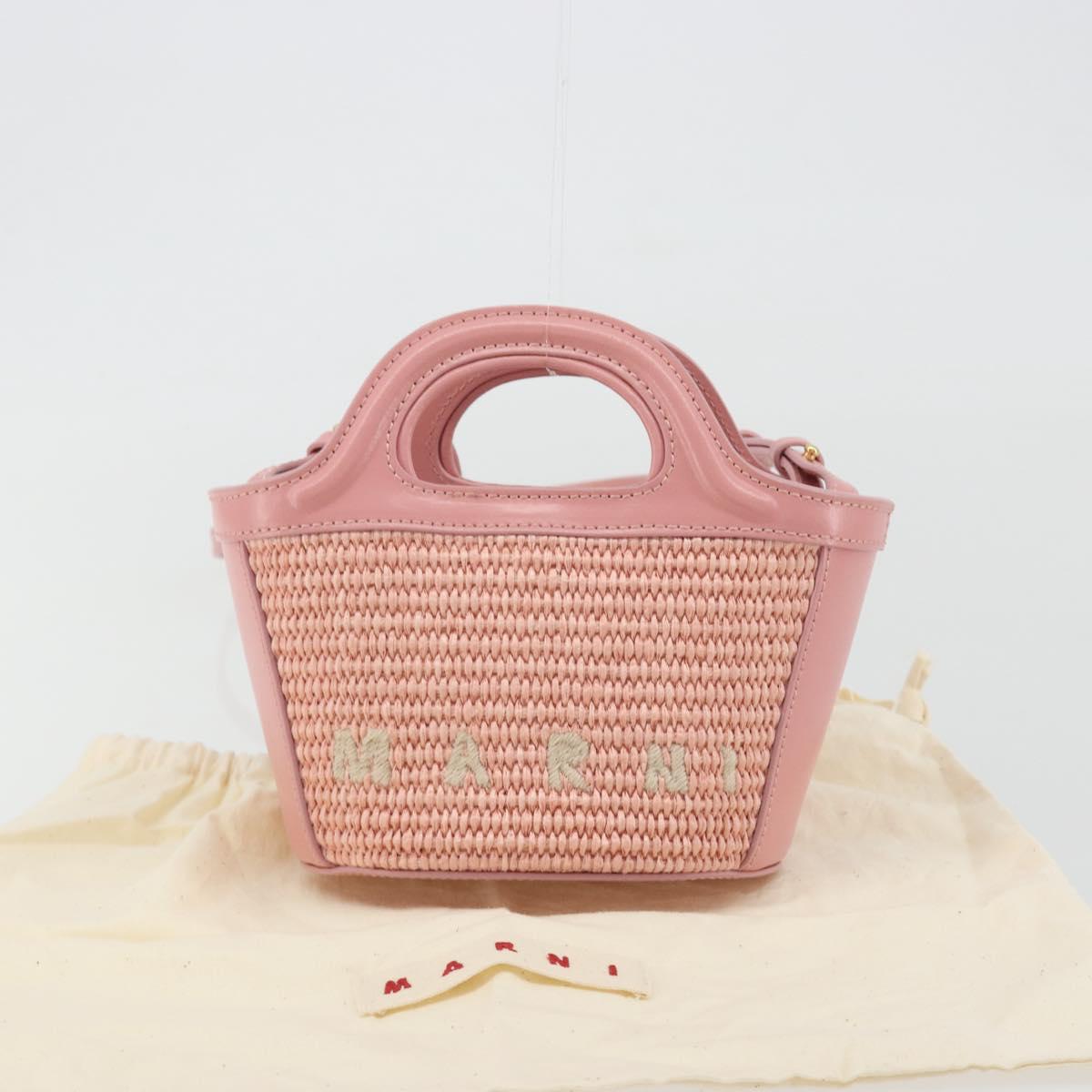 MARNI Tropicaria Micro Shoulder Bag Raffia 2way Pink Auth BA13939A