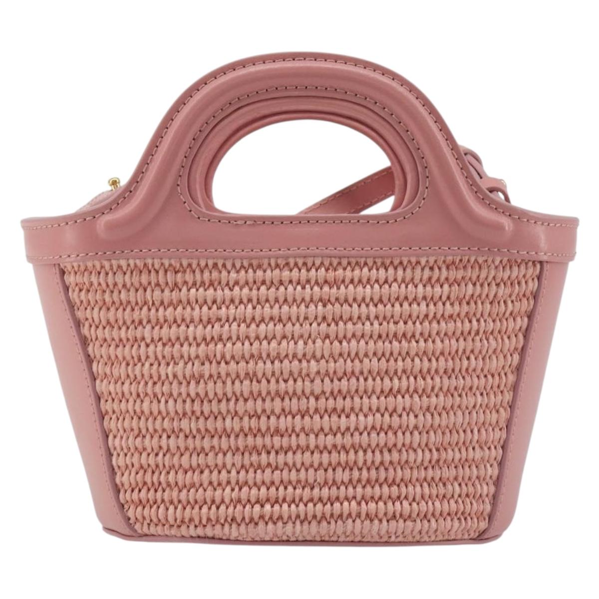 MARNI Tropicaria Micro Shoulder Bag Raffia 2way Pink Auth BA13939A