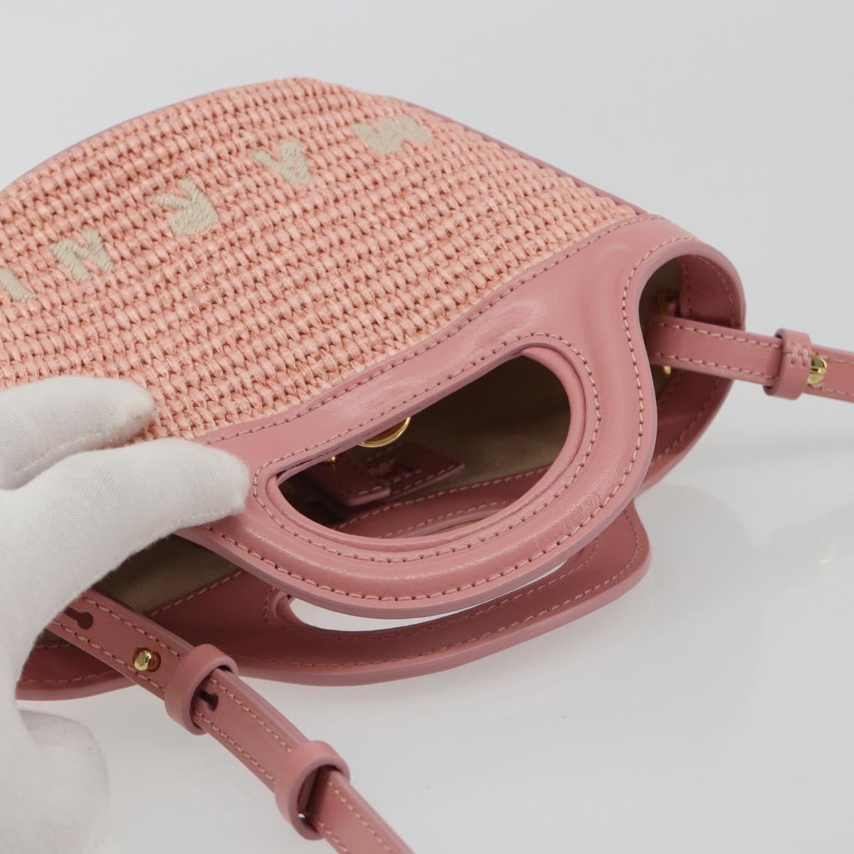 MARNI Tropicaria Micro Shoulder Bag Raffia 2way Pink Auth BA13939A