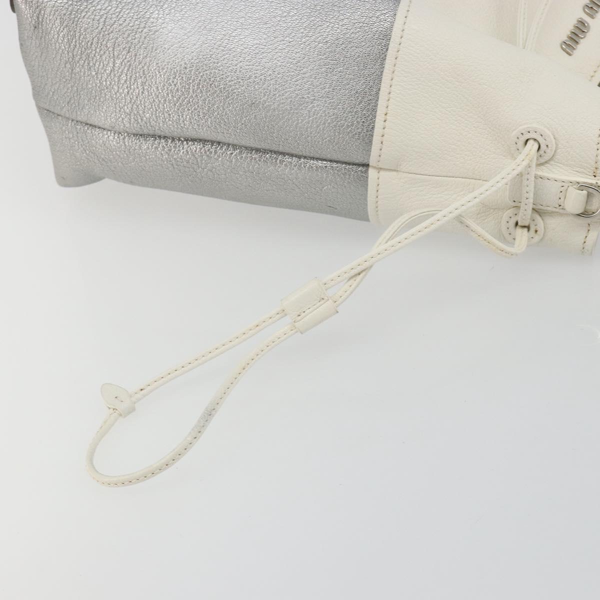 Miu Miu Shoulder Bag Leather Silver Auth BA13941A