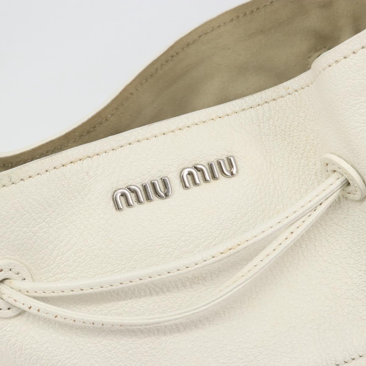 Miu Miu Shoulder Bag Leather Silver Auth BA13941A