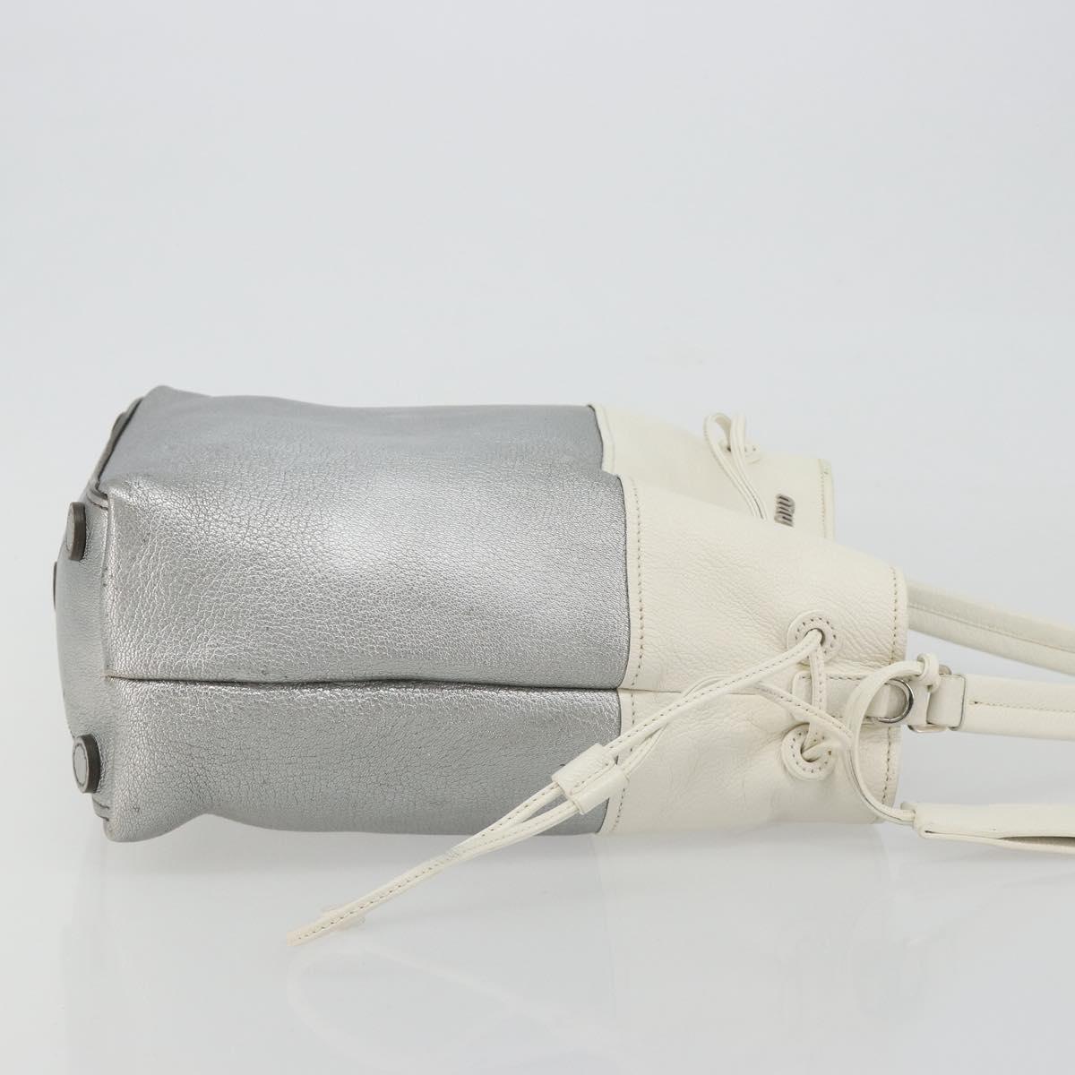 Miu Miu Shoulder Bag Leather Silver Auth BA13941A