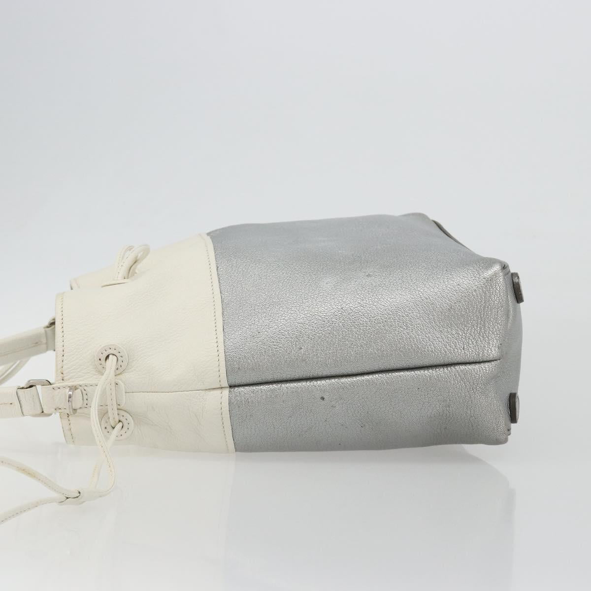 Miu Miu Shoulder Bag Leather Silver Auth BA13941A