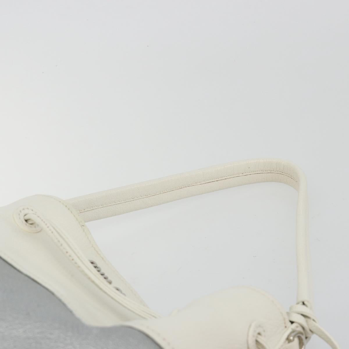 Miu Miu Shoulder Bag Leather Silver Auth BA13941A