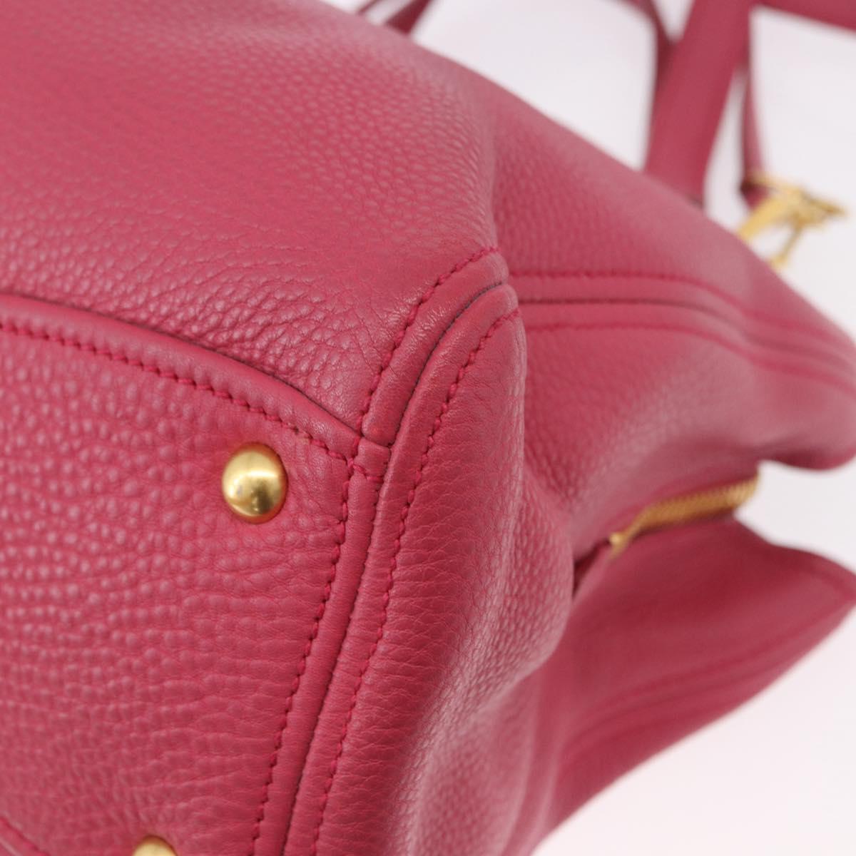 Miu Miu Vittello Caribbean Hand Bag Leather 2way Pink Gold Auth BA13942A