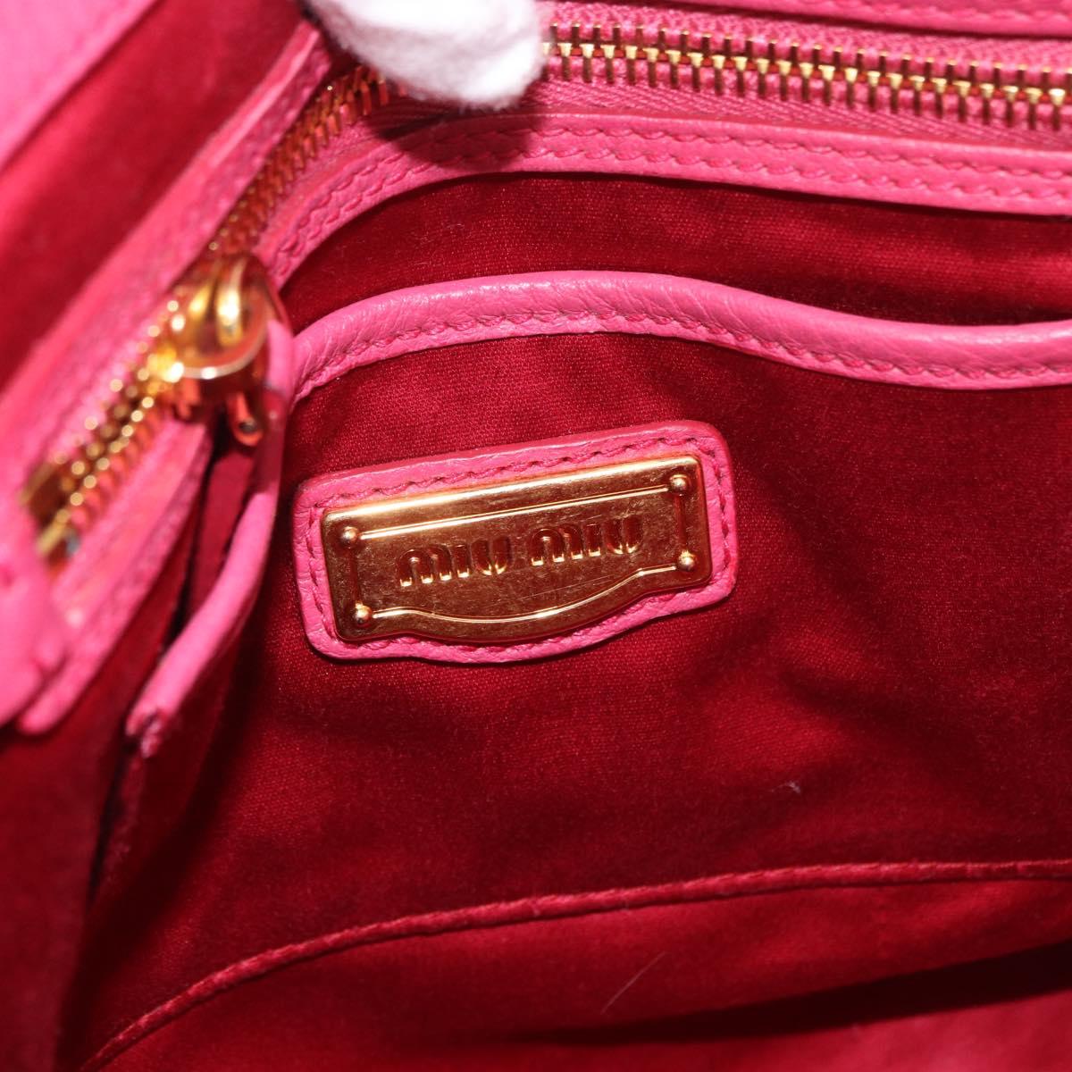 Miu Miu Vittello Caribbean Hand Bag Leather 2way Pink Gold Auth BA13942A