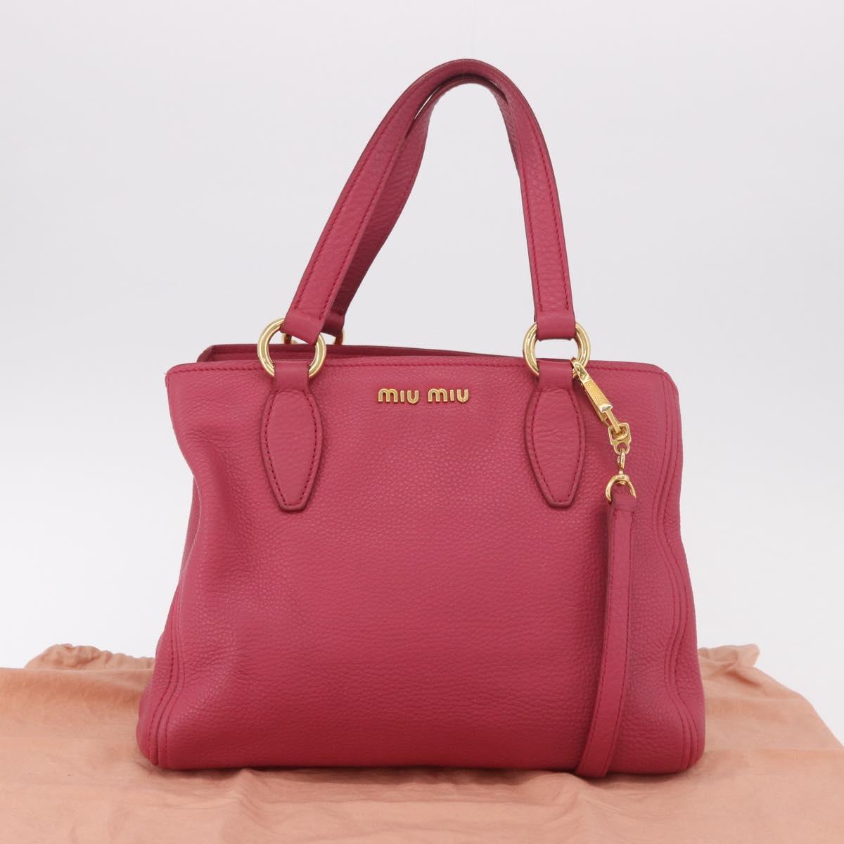 Miu Miu Vittello Caribbean Hand Bag Leather 2way Pink Gold Auth BA13942A