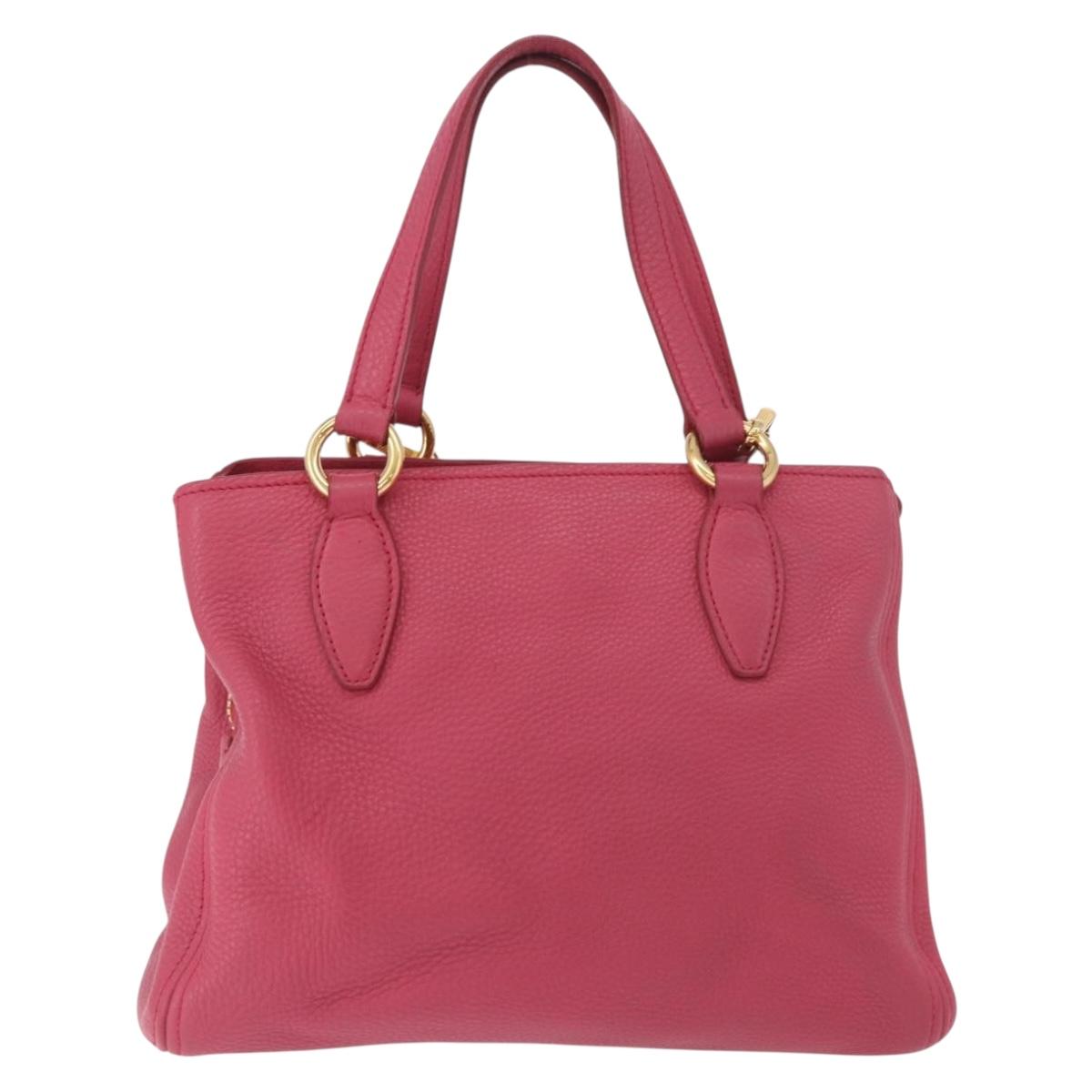 Miu Miu Vittello Caribbean Hand Bag Leather 2way Pink Gold Auth BA13942A