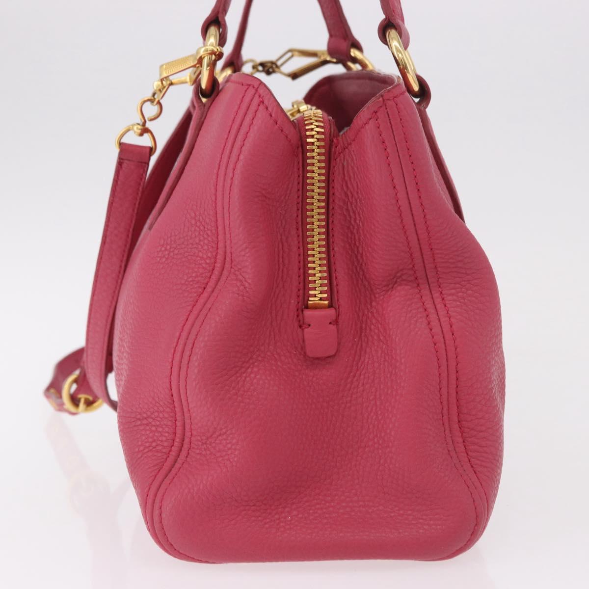 Miu Miu Vittello Caribbean Hand Bag Leather 2way Pink Gold Auth BA13942A