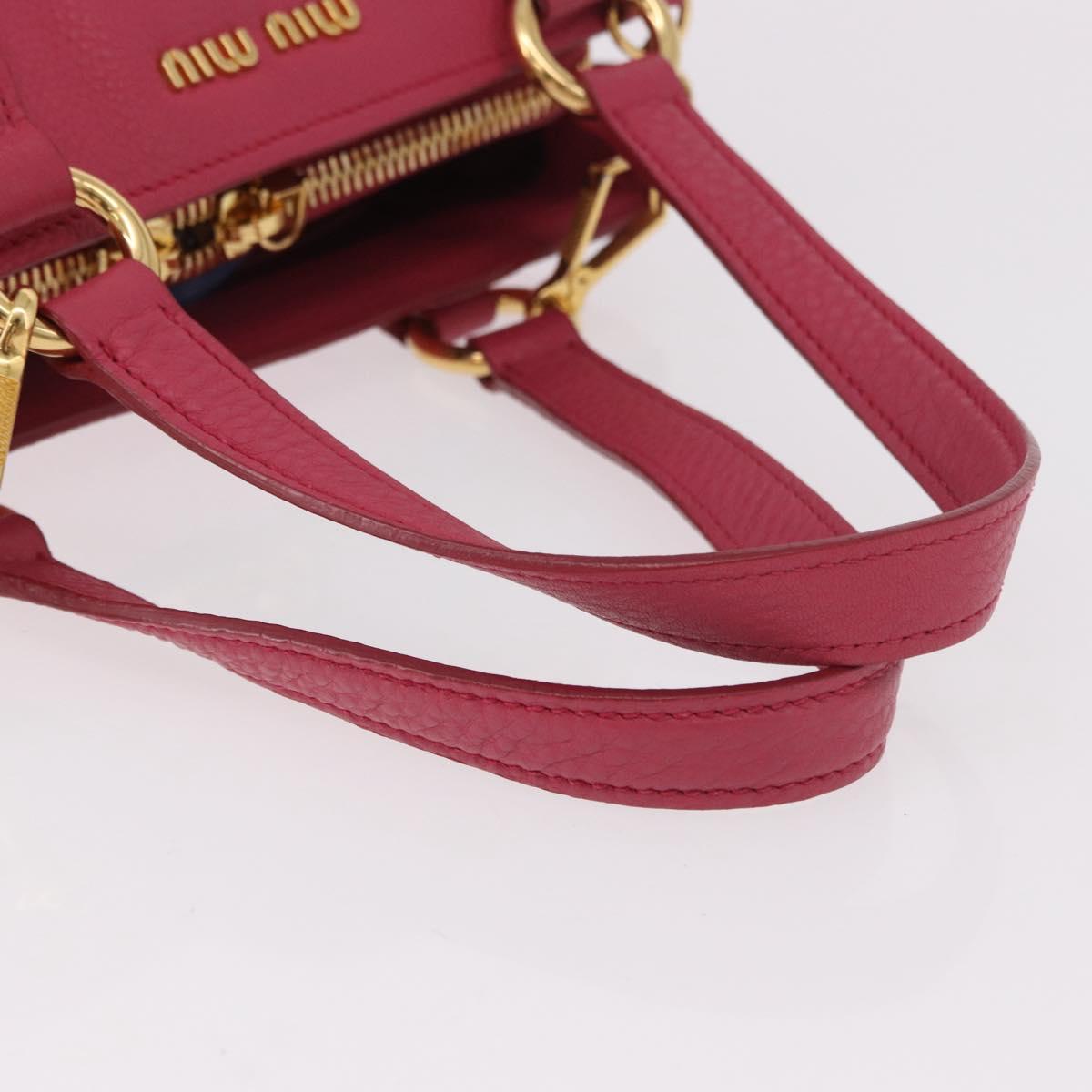 Miu Miu Vittello Caribbean Hand Bag Leather 2way Pink Gold Auth BA13942A