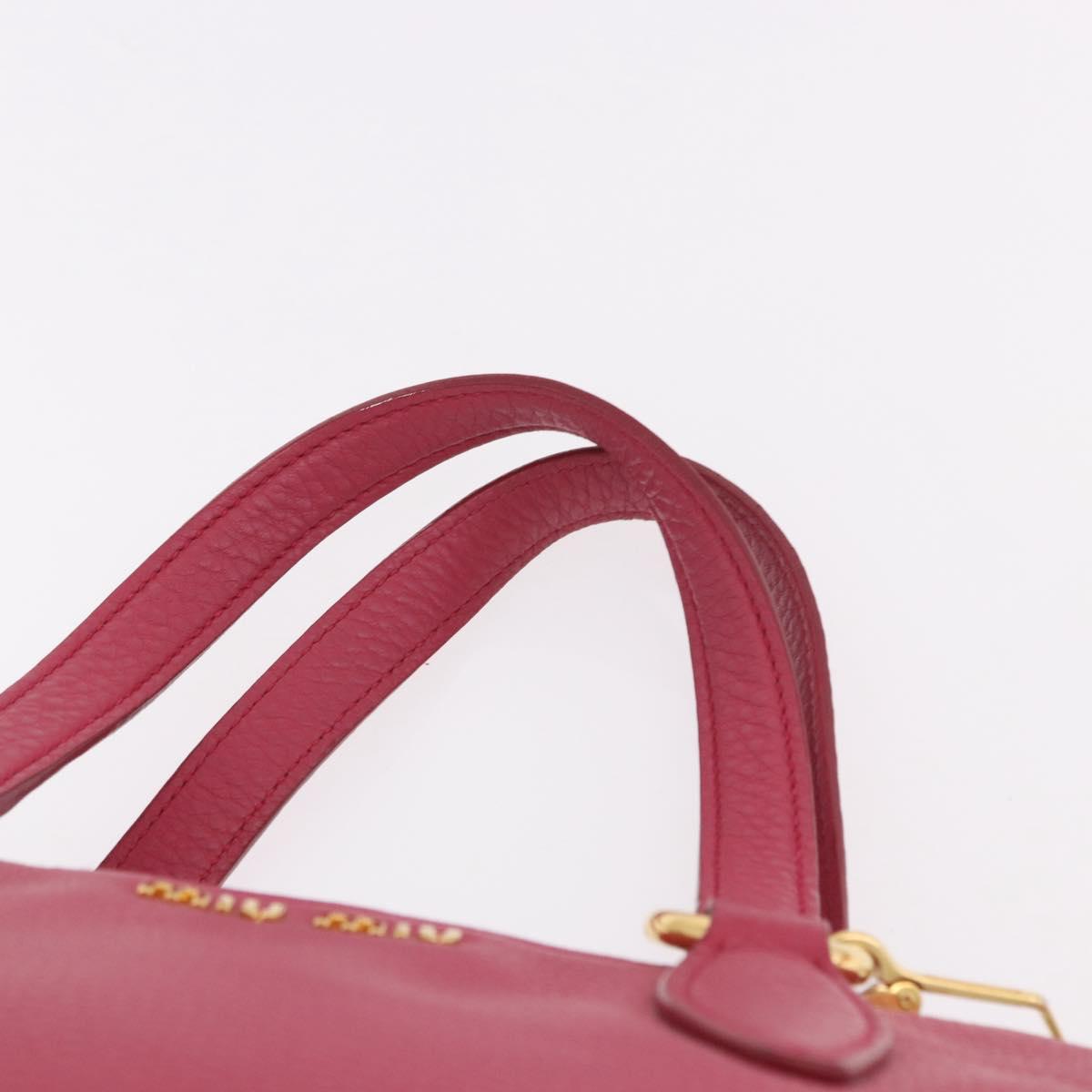 Miu Miu Vittello Caribbean Hand Bag Leather 2way Pink Gold Auth BA13942A