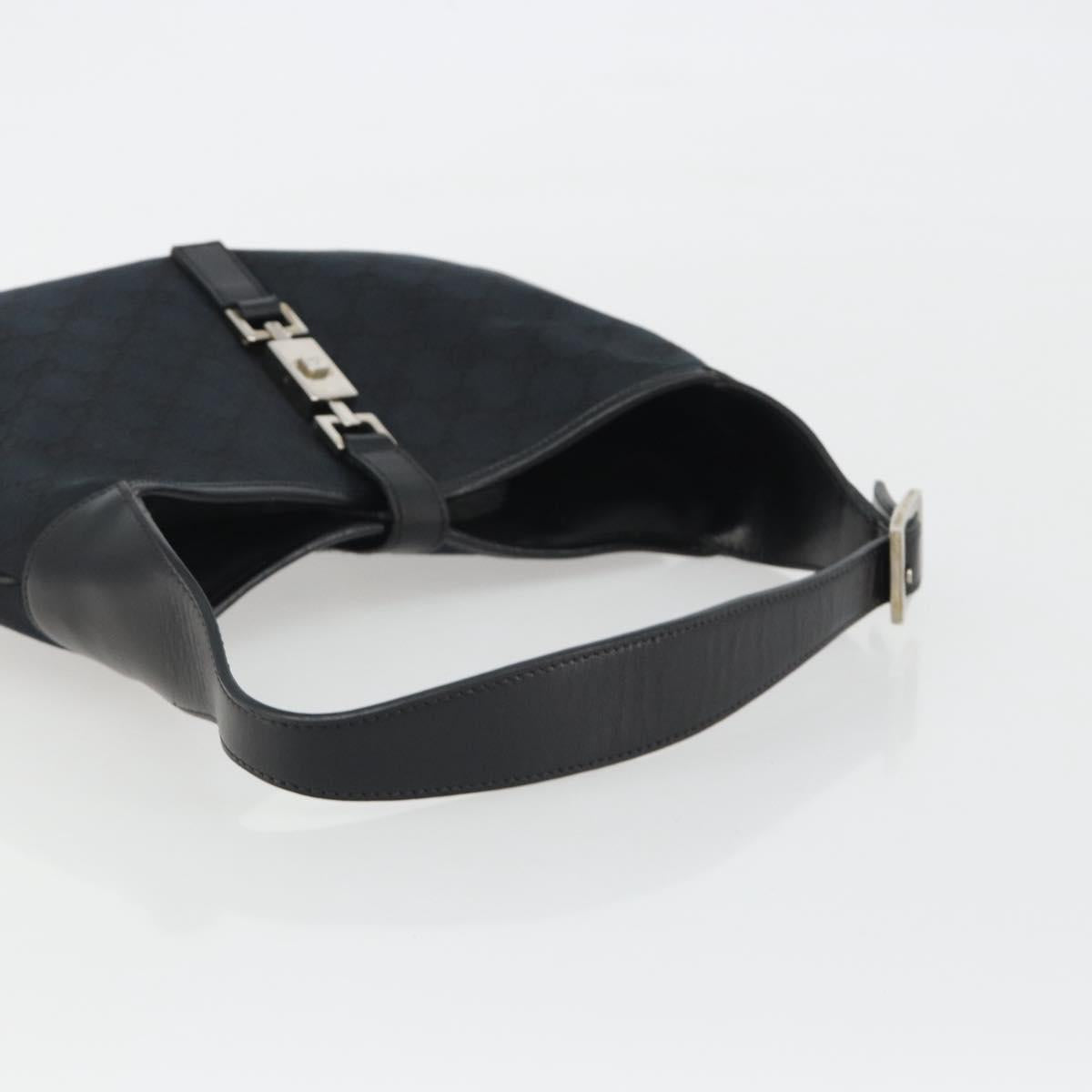 GUCCI GG Canvas Jackie Shoulder Bag Black Silver 001.3306 Auth BA13943