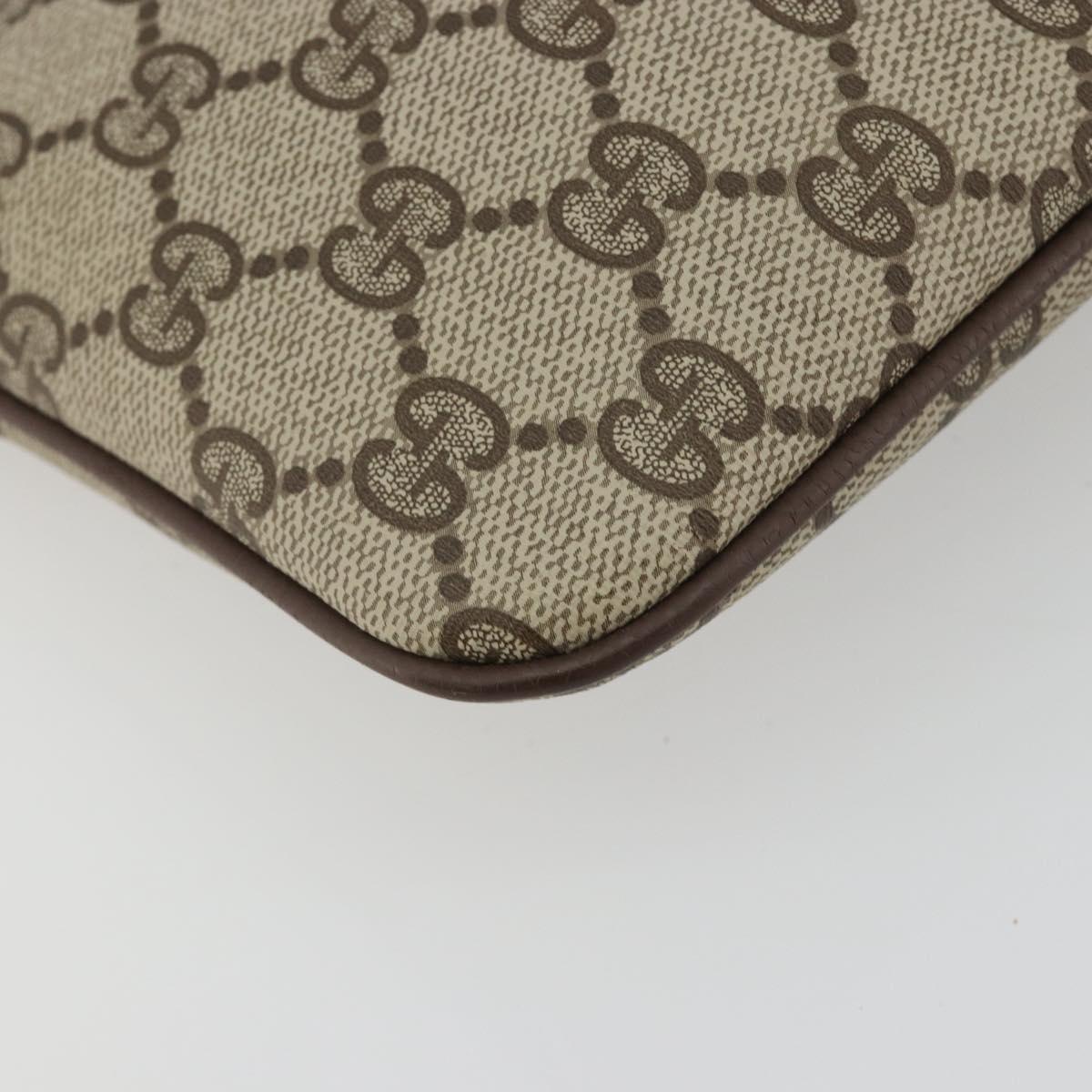 GUCCI GG Supreme Shoulder Bag PVC Leather Beige Gold Auth BA13957