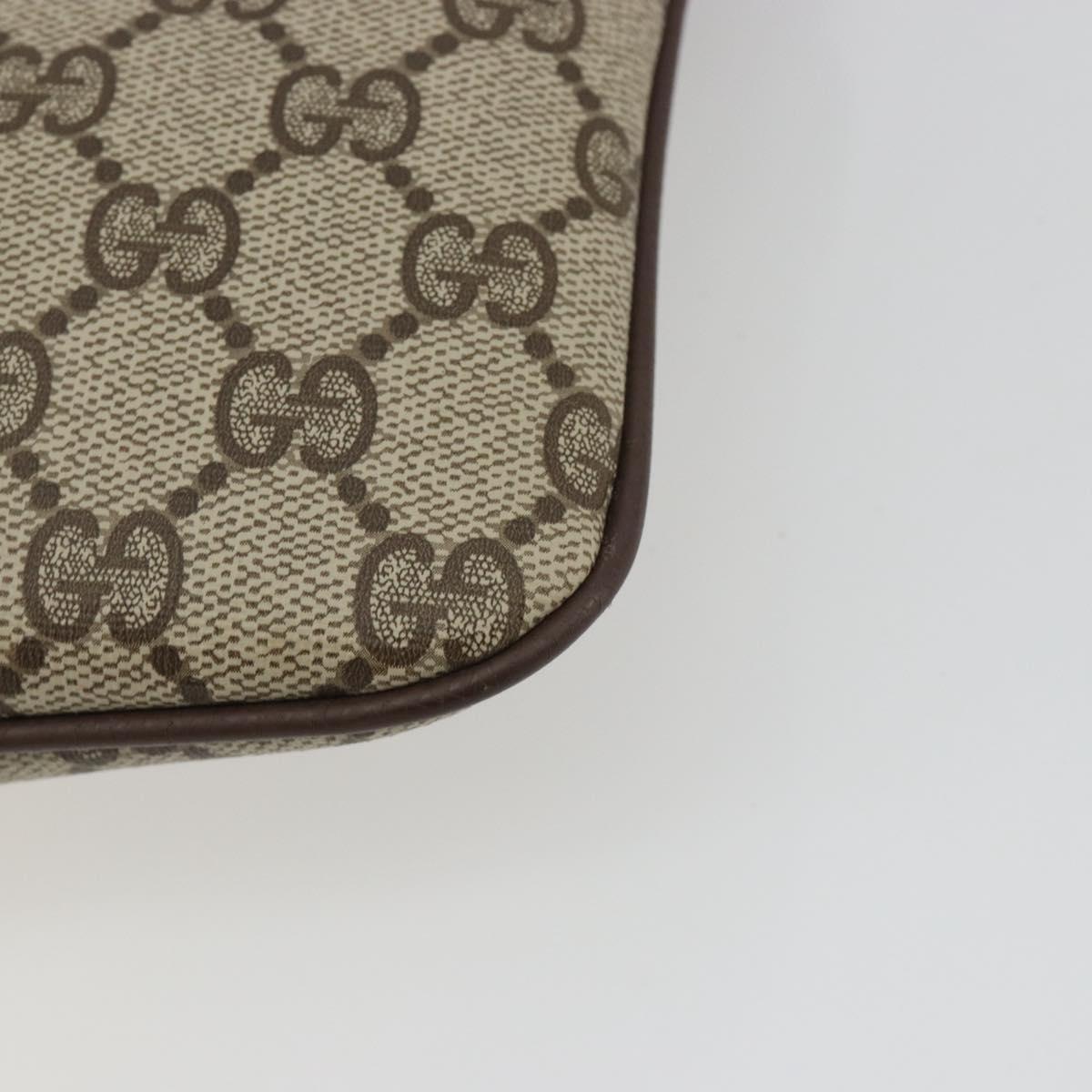 GUCCI GG Supreme Shoulder Bag PVC Leather Beige Gold Auth BA13957