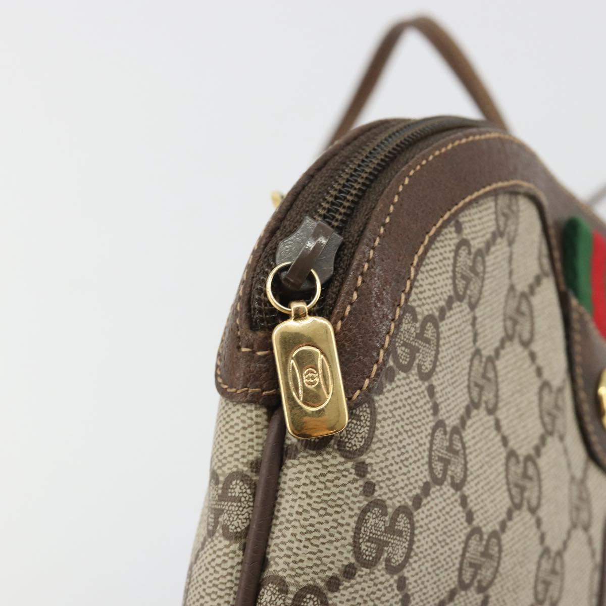 GUCCI GG Supreme Shoulder Bag PVC Leather Beige Gold Auth BA13957