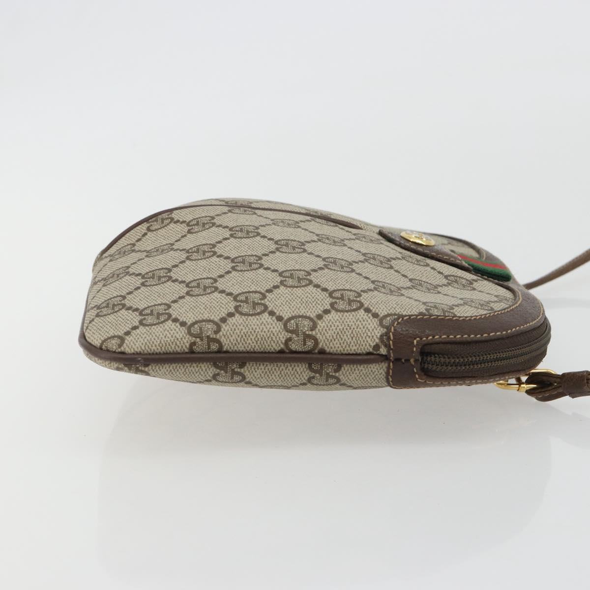 GUCCI GG Supreme Shoulder Bag PVC Leather Beige Gold Auth BA13957