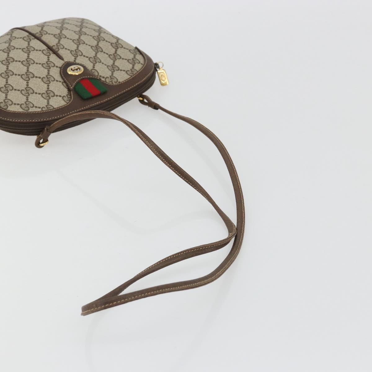 GUCCI GG Supreme Shoulder Bag PVC Leather Beige Gold Auth BA13957
