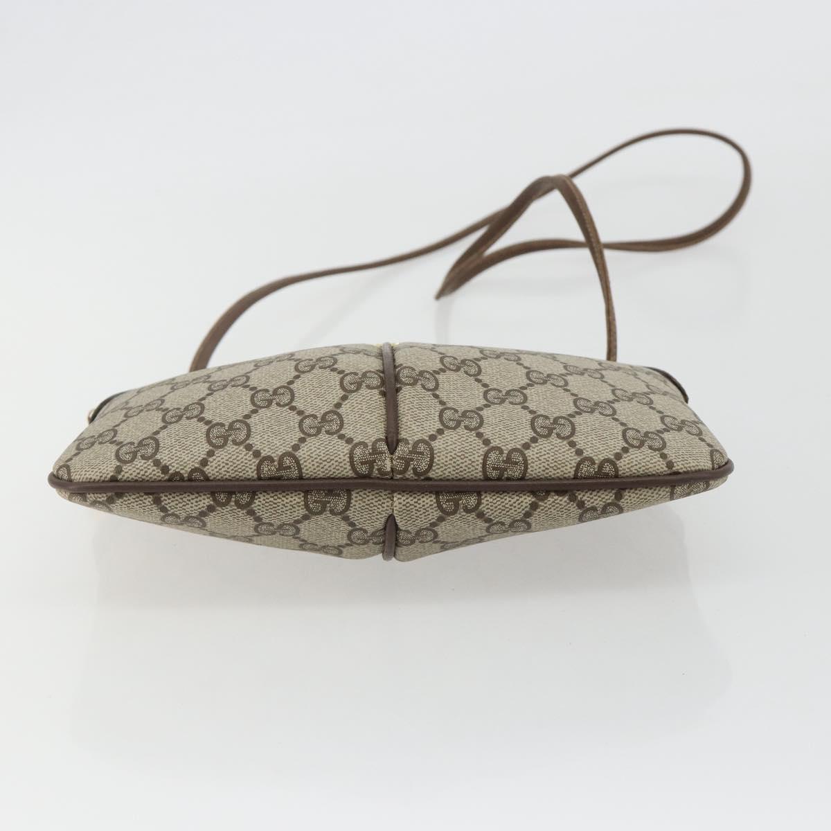 GUCCI GG Supreme Shoulder Bag PVC Leather Beige Gold Auth BA13957