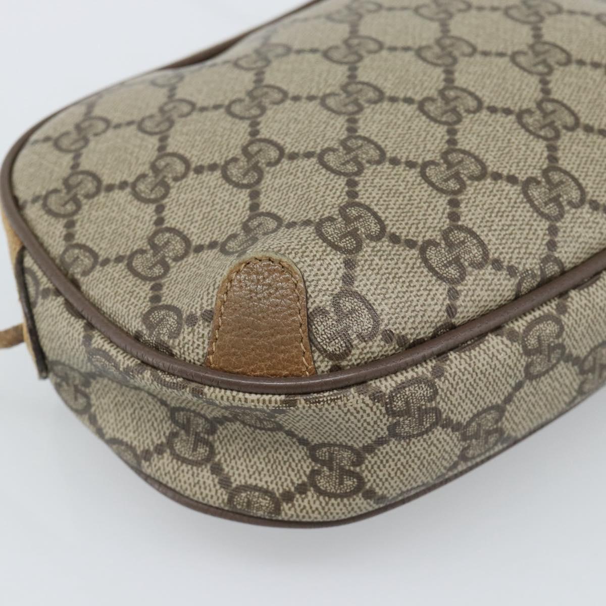 GUCCI GG Supreme Shoulder Bag PVC Leather Beige Gold Auth BA13958