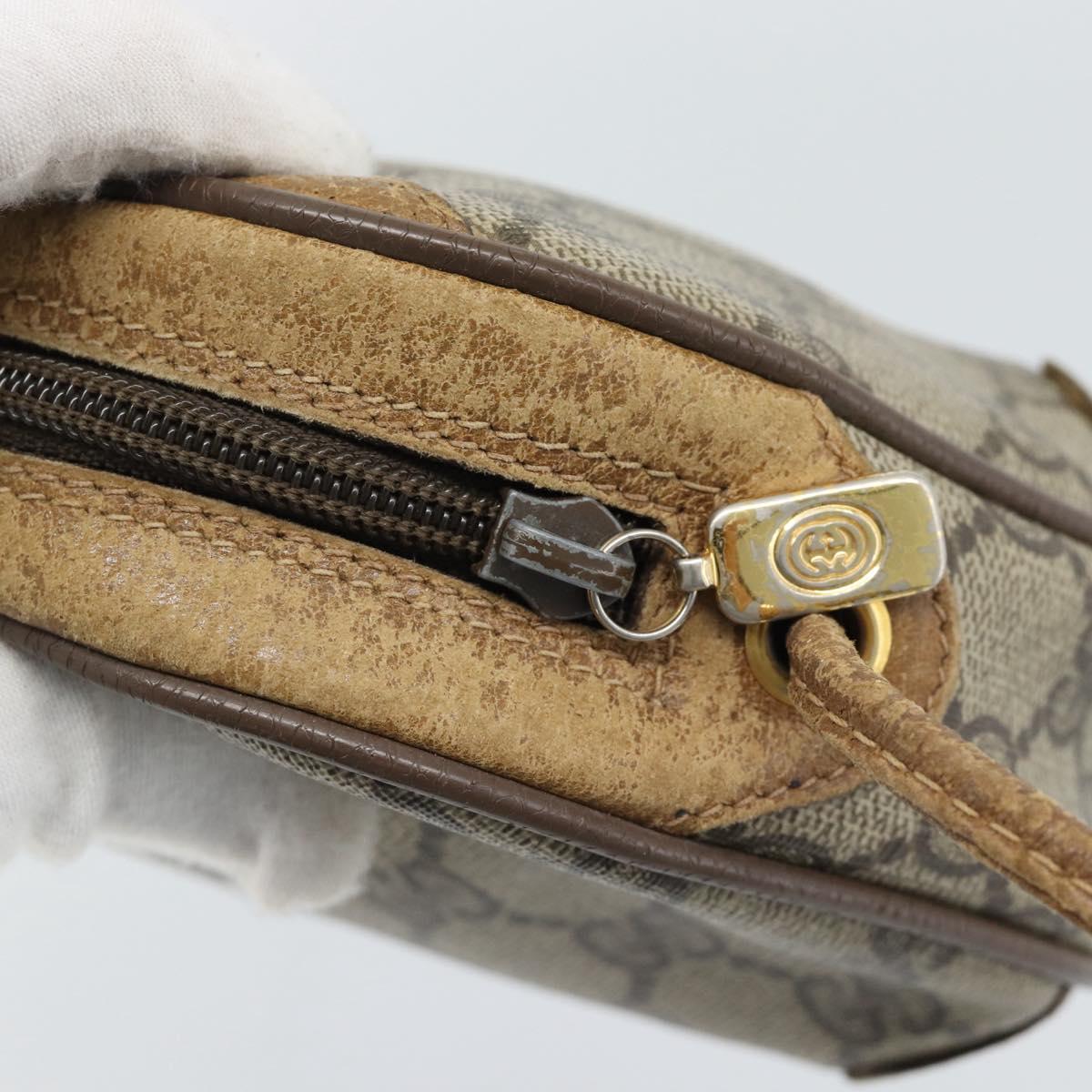 GUCCI GG Supreme Shoulder Bag PVC Leather Beige Gold Auth BA13958