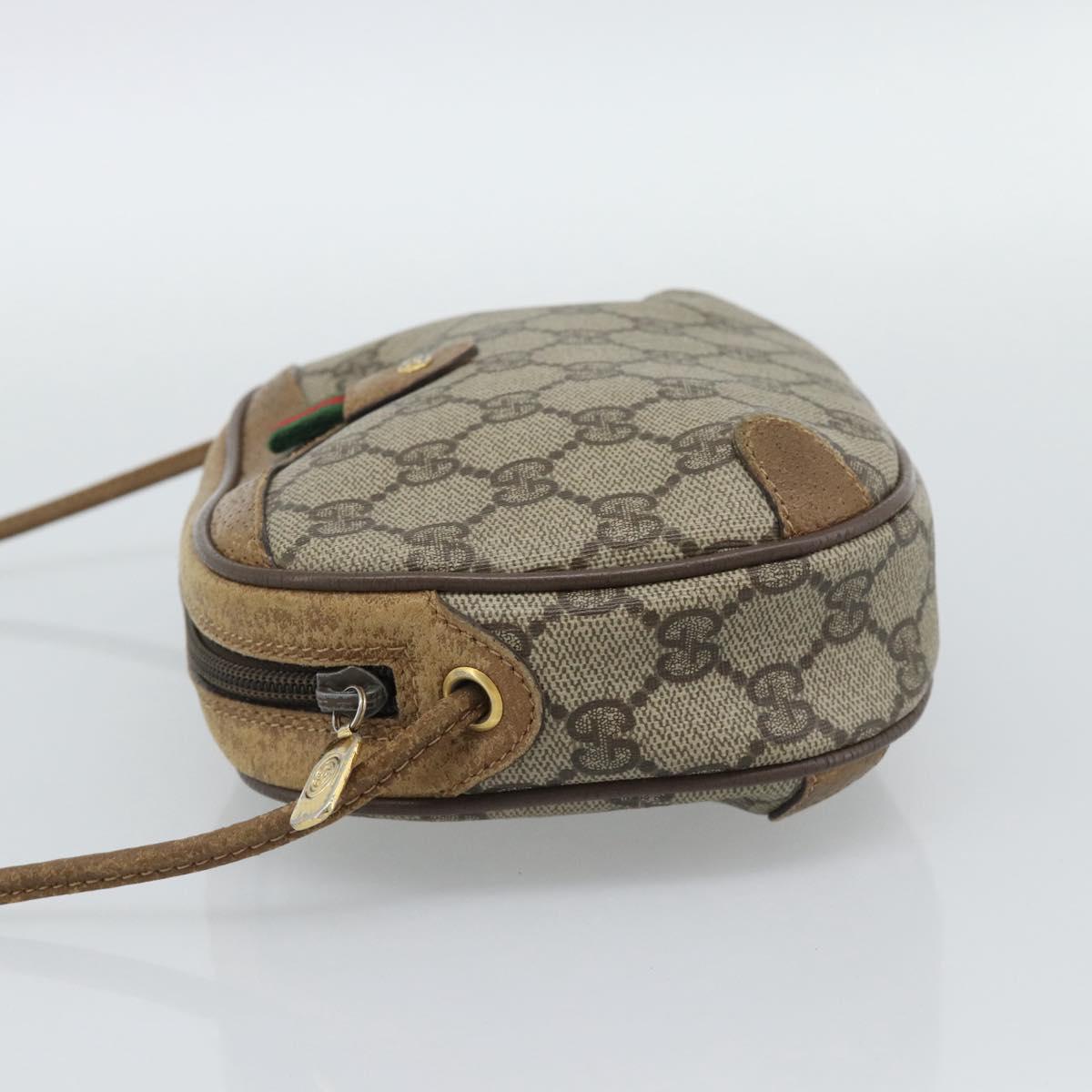 GUCCI GG Supreme Shoulder Bag PVC Leather Beige Gold Auth BA13958