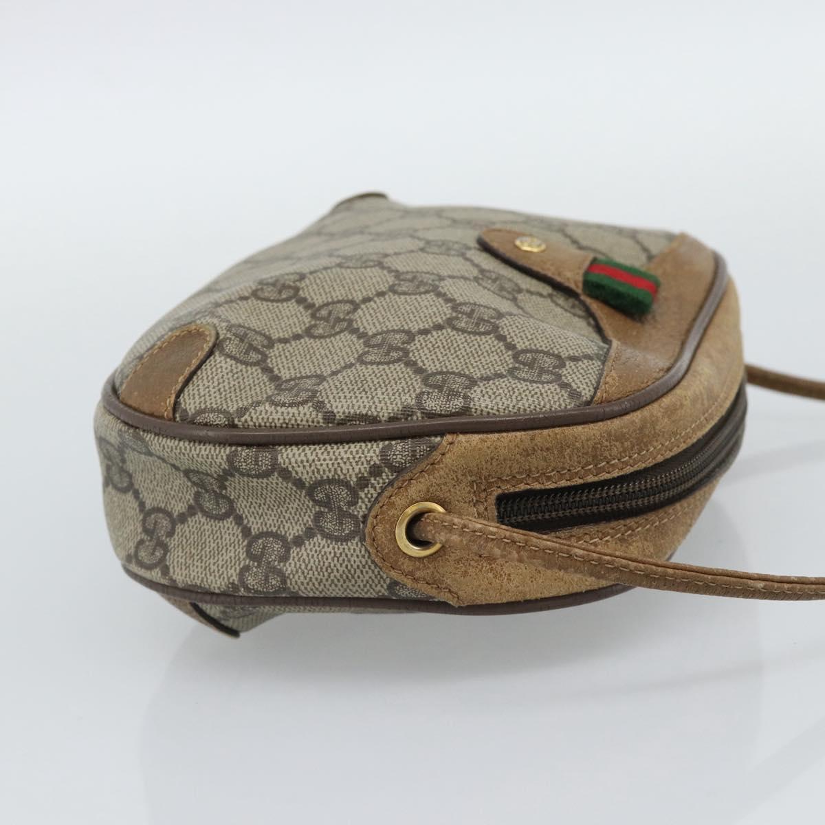 GUCCI GG Supreme Shoulder Bag PVC Leather Beige Gold Auth BA13958
