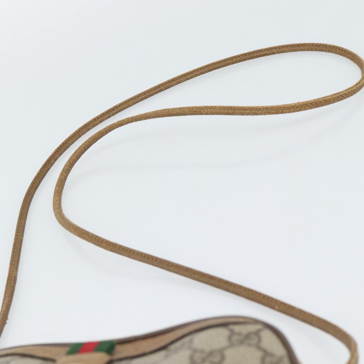 GUCCI GG Supreme Shoulder Bag PVC Leather Beige Gold Auth BA13958