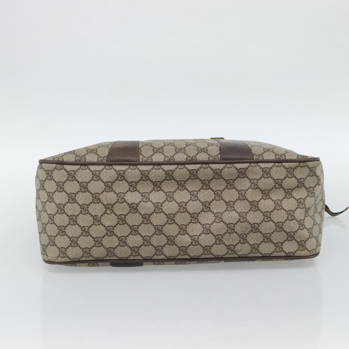 GUCCI GG Supreme Hand Bag PVC Leather 2way Beige Gold Auth BA13959