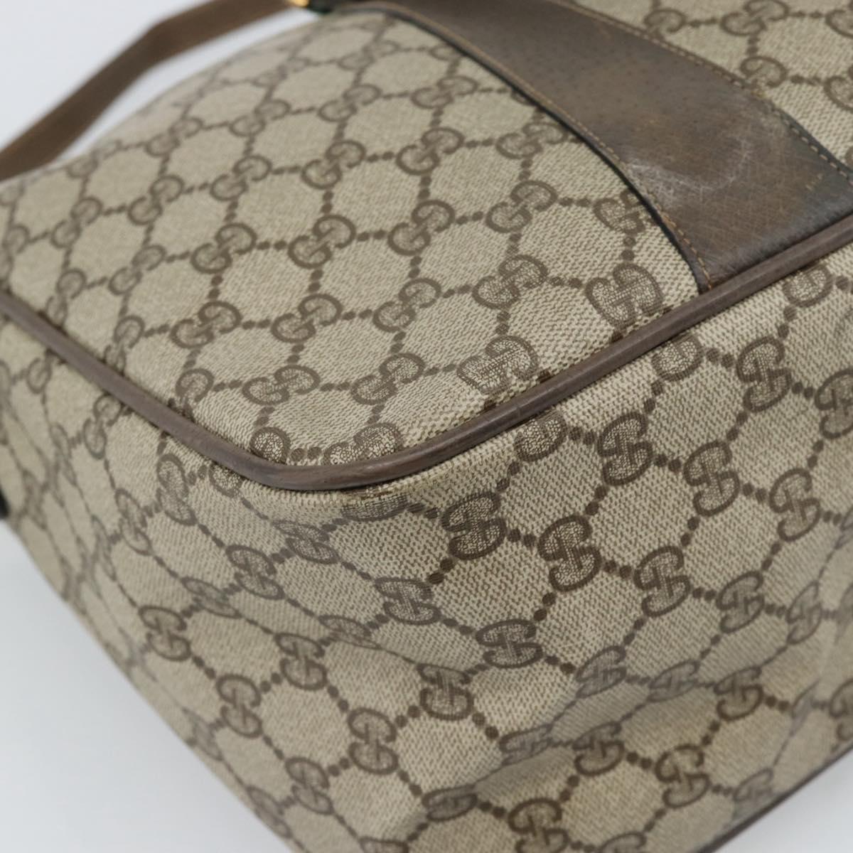 GUCCI GG Supreme Hand Bag PVC Leather 2way Beige Gold Auth BA13959