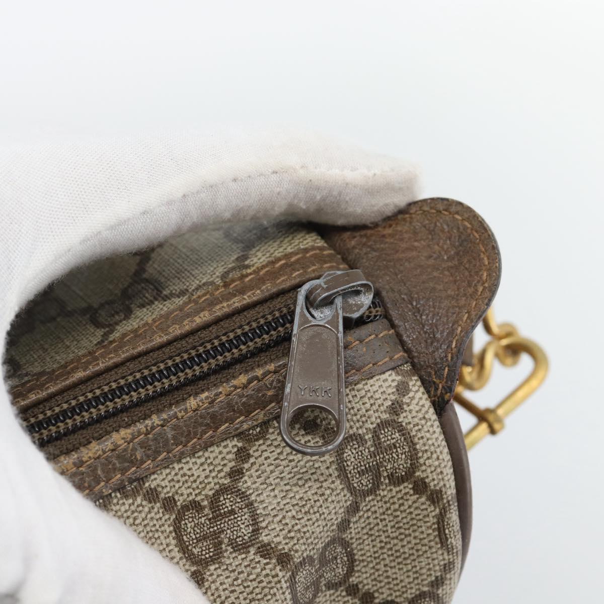 GUCCI GG Supreme Hand Bag PVC Leather 2way Beige Gold Auth BA13959