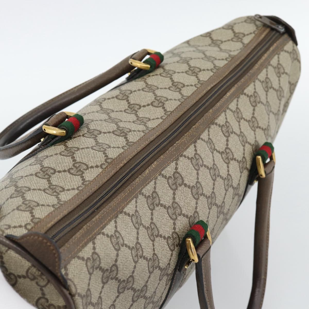 GUCCI GG Supreme Hand Bag PVC Leather 2way Beige Gold Auth BA13959